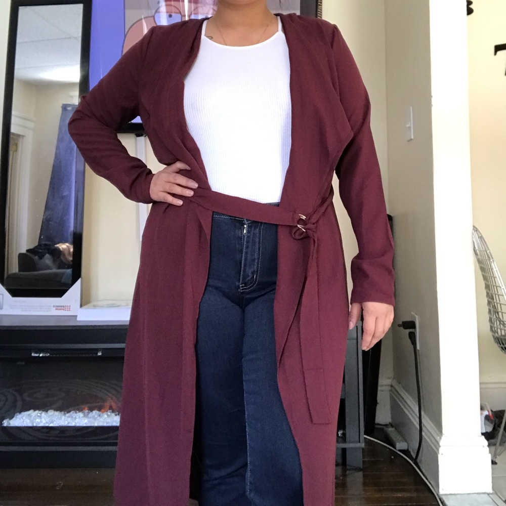 Purple cardigan